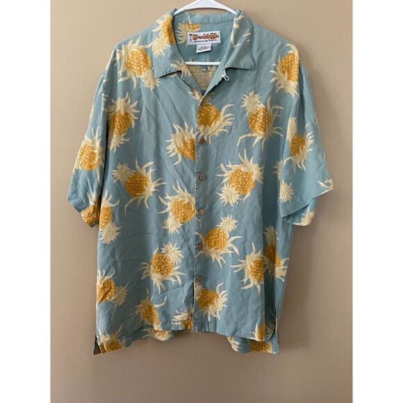 Honolulu Lulu Hawaiian Pineapple Print Shirt 100% Silk Size Large - Picture 1 of 7